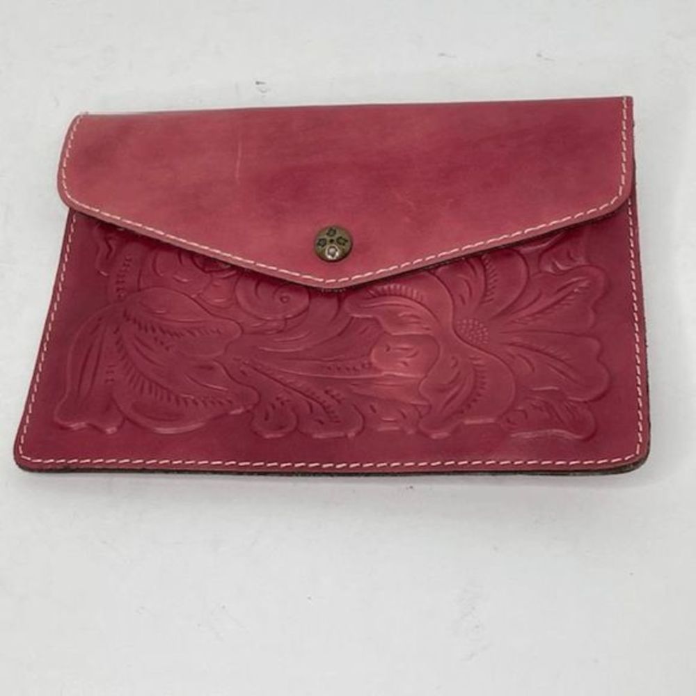 Patricia Nash Red Leather Envelope Clutch